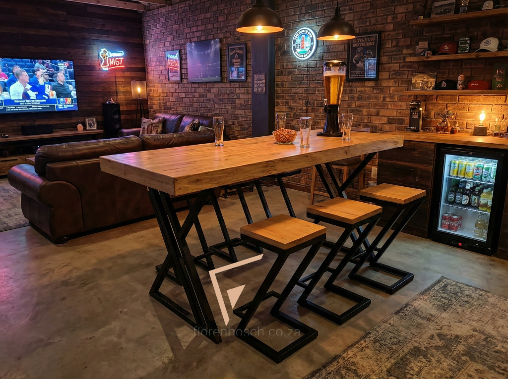 The Florenbosch Industrial Bar Table & Z-Frame Stool Set