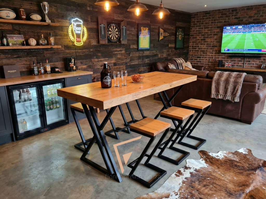 The Florenbosch Industrial Bar Table & Z-Frame Stool Set