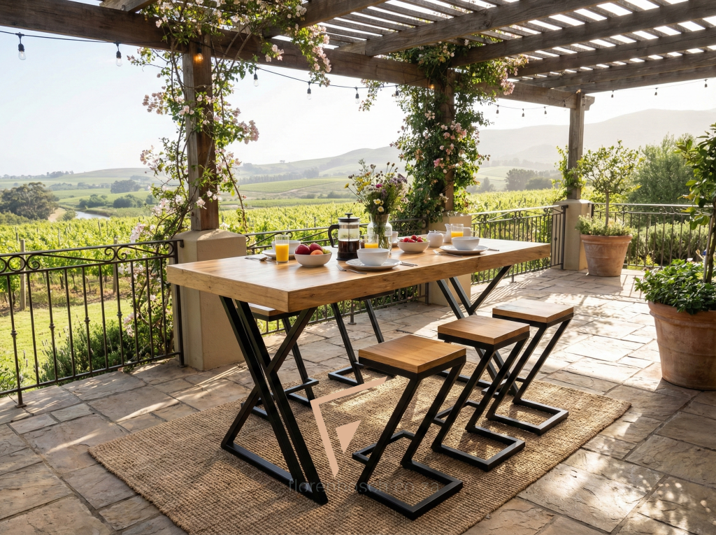 The Florenbosch Industrial Bar Table & Z-Frame Stool Set