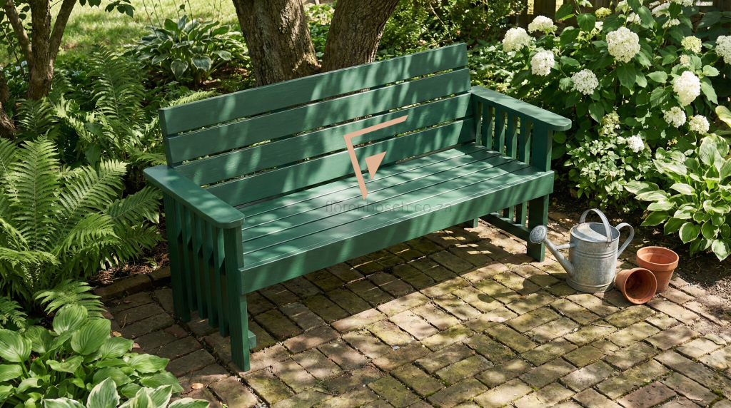 Green 3 seater park bench