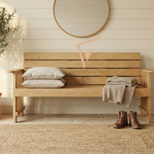 Light wood 3 seater park bench