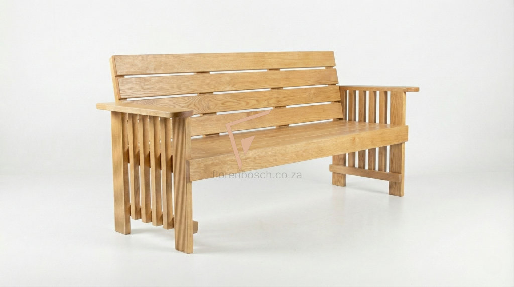 Light wood 3 seater park bench