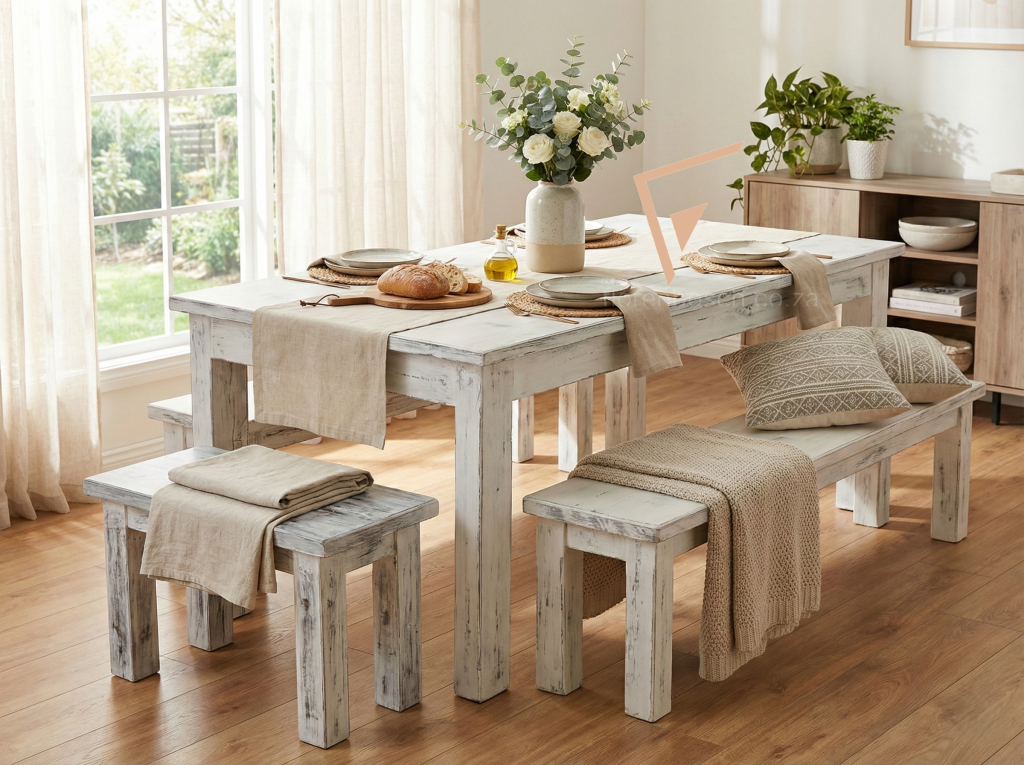 Modern Open-Leg Timber Dining Set (Rectangular)