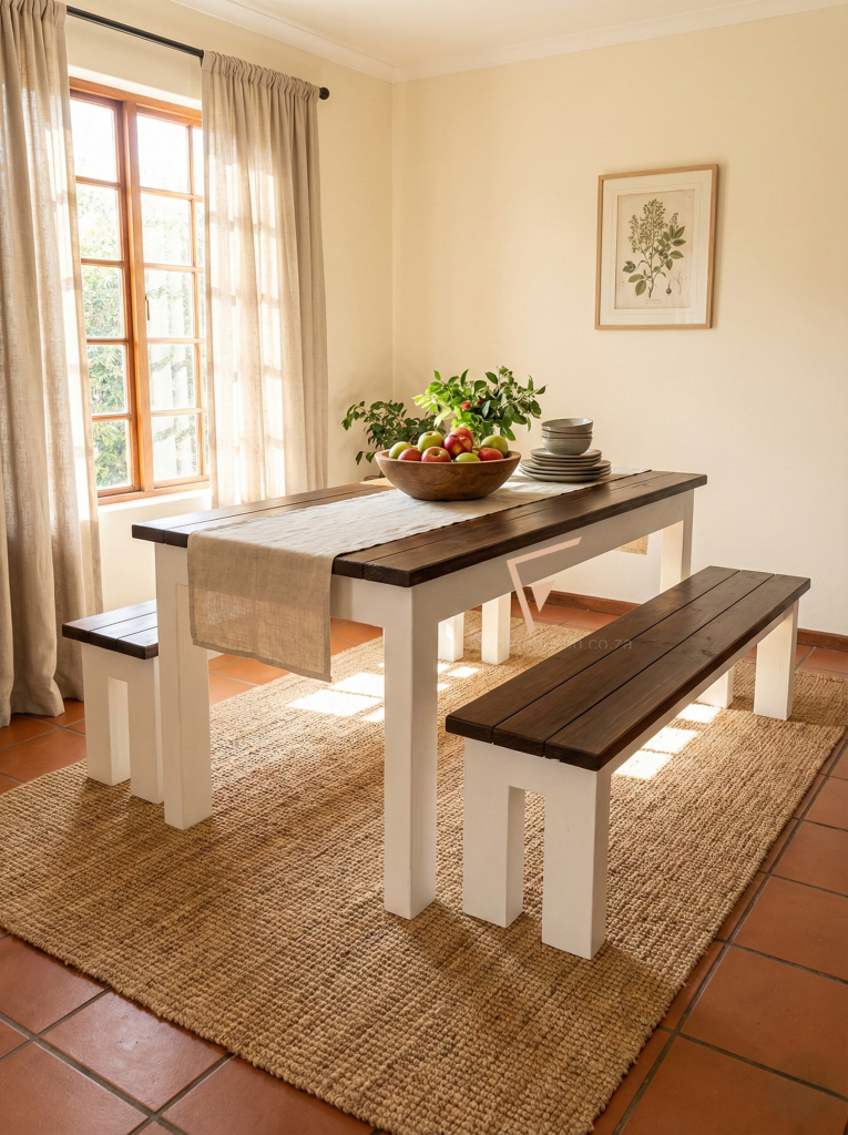 Simplicity Strength The Modern 4-Leg Set is our versatile all-rounder. By using a traditional leg-at-each-corner design, we maximize the space underneath the table, ensuring no bumped knees for your guests.
