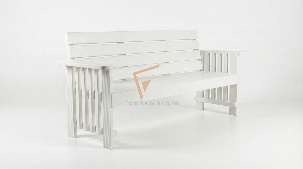 White 3 seater park bench