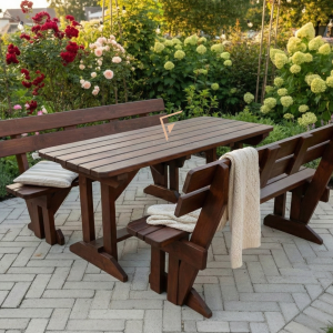 Timber 12 seater outdoor benches