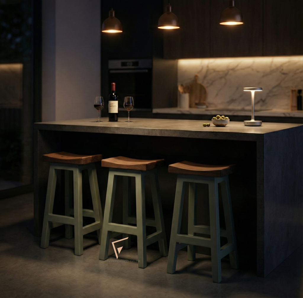 Florenbosch Two-Tone Saddle Stool – Solid Wood Counter Chair