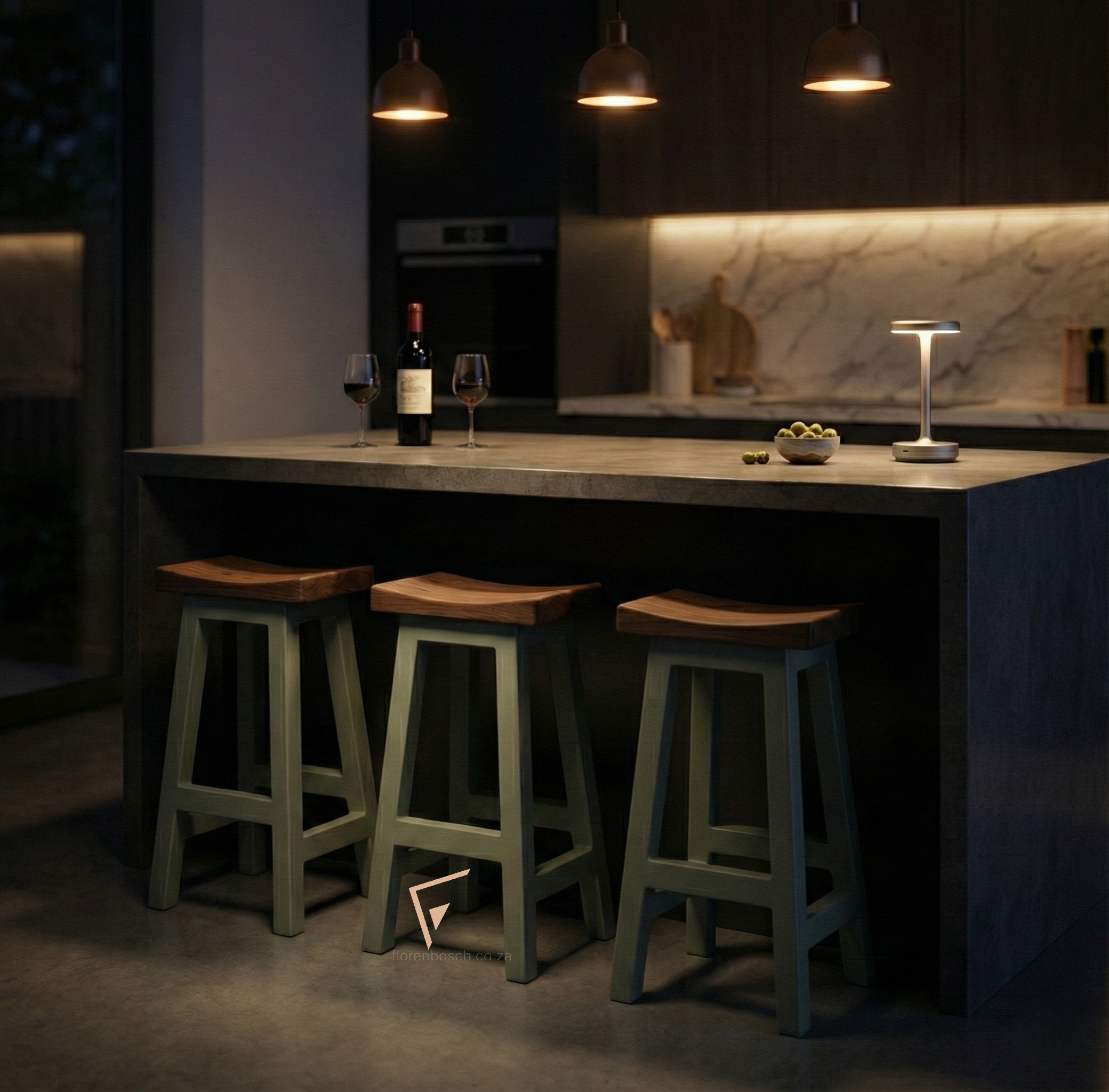 Florenbosch Two-Tone Saddle Stool – Solid Wood Counter Chair