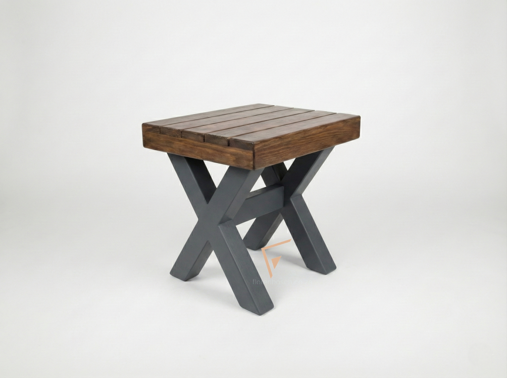 A chunky rustic wooden stool