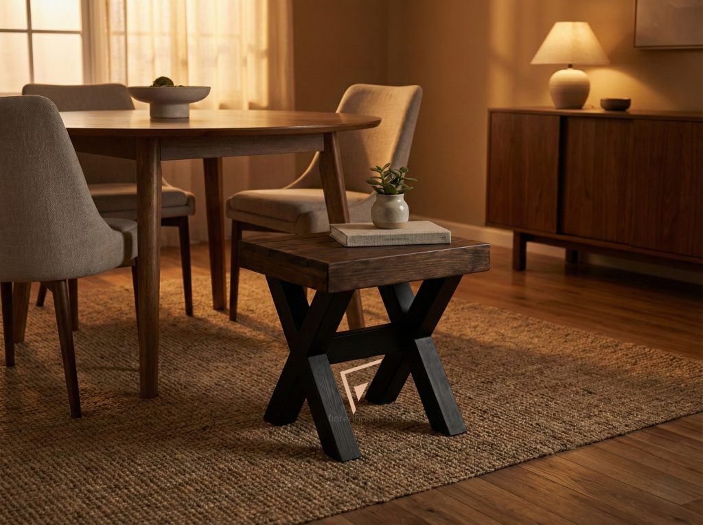 A chunky rustic wooden stool