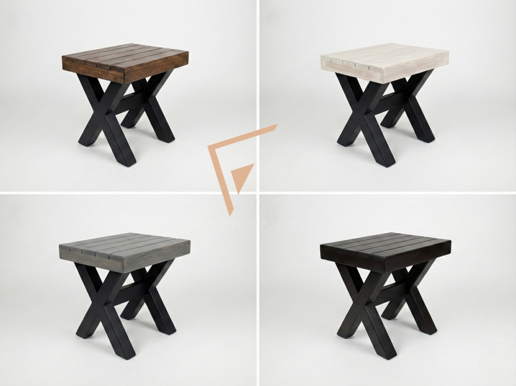 A chunky rustic wooden stool